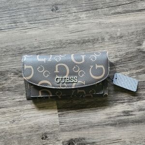 NWT GUESS Logo Monogram Brown And Tan Wallet